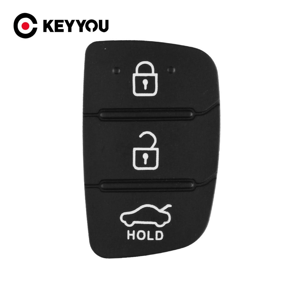 KEYYOU 10pcs/lot Auto Parts Replacement Rubber Case Car Key Pad For Hyundai 3 Buttons Key Shell Blank Cover