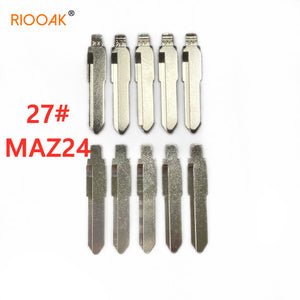 RIOOAK 10pcs/lot #27 lishi MAZ24 Metal Blank Uncut Flip KD/VVDI Remote Key Blade for Mazda M2 M3 M5 M6 M8 Auto Replacement Parts